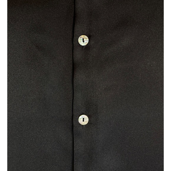 ZARA Black Satin Button Up Long Sleeve Blouse Top Womens Size L Work Minimalist - Picture 4 of 11